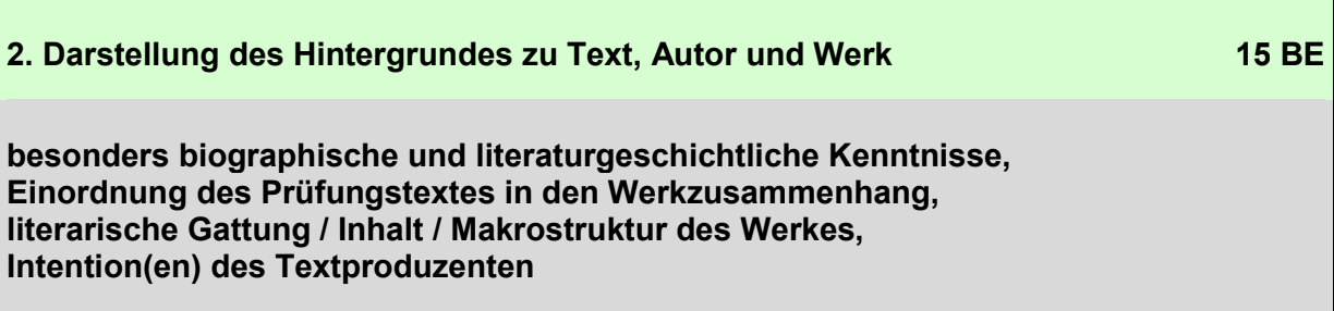 Folie: "Darstellung des Hintergrundes zu Text, Autor und Werk" mit Stichpunkten zu Biografie, Werkzusammenhang, Gattung und Intention